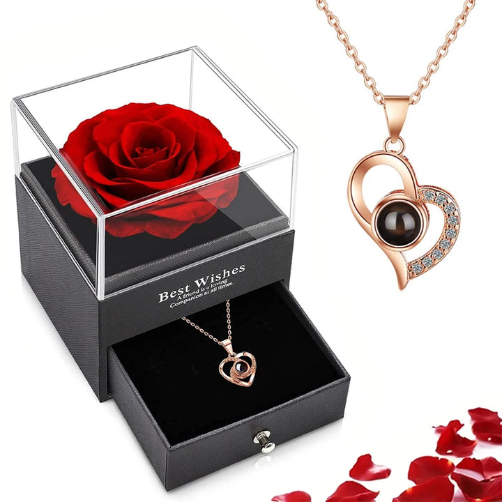 Projection Necklace Set With Rose Gift Box – Love in 100 Languages