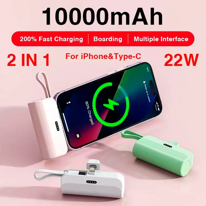 2 in 1 Mini Portable Power Bank 10000mAh – Fast and Efficient Charger